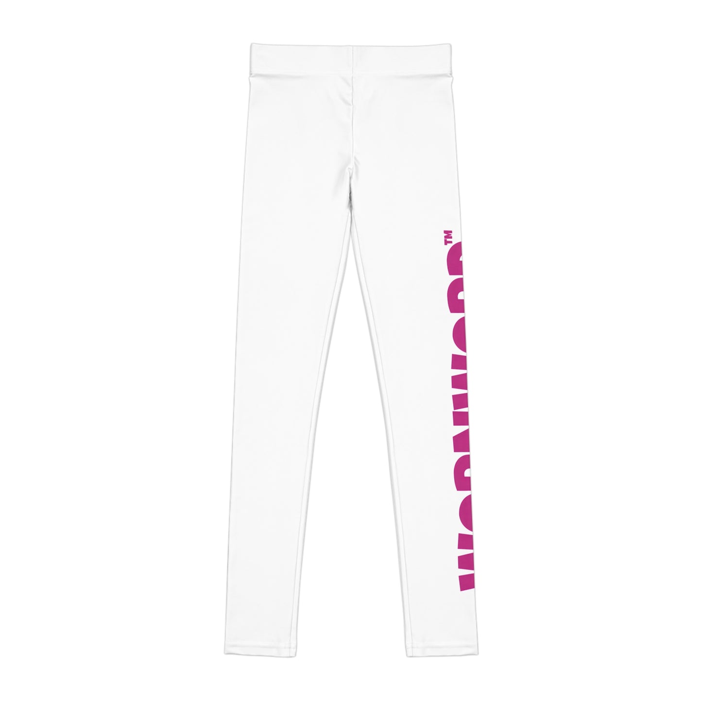 WORNWORD Kids™ ColorVibeZ™ Youth Leggings - White with Purple Script