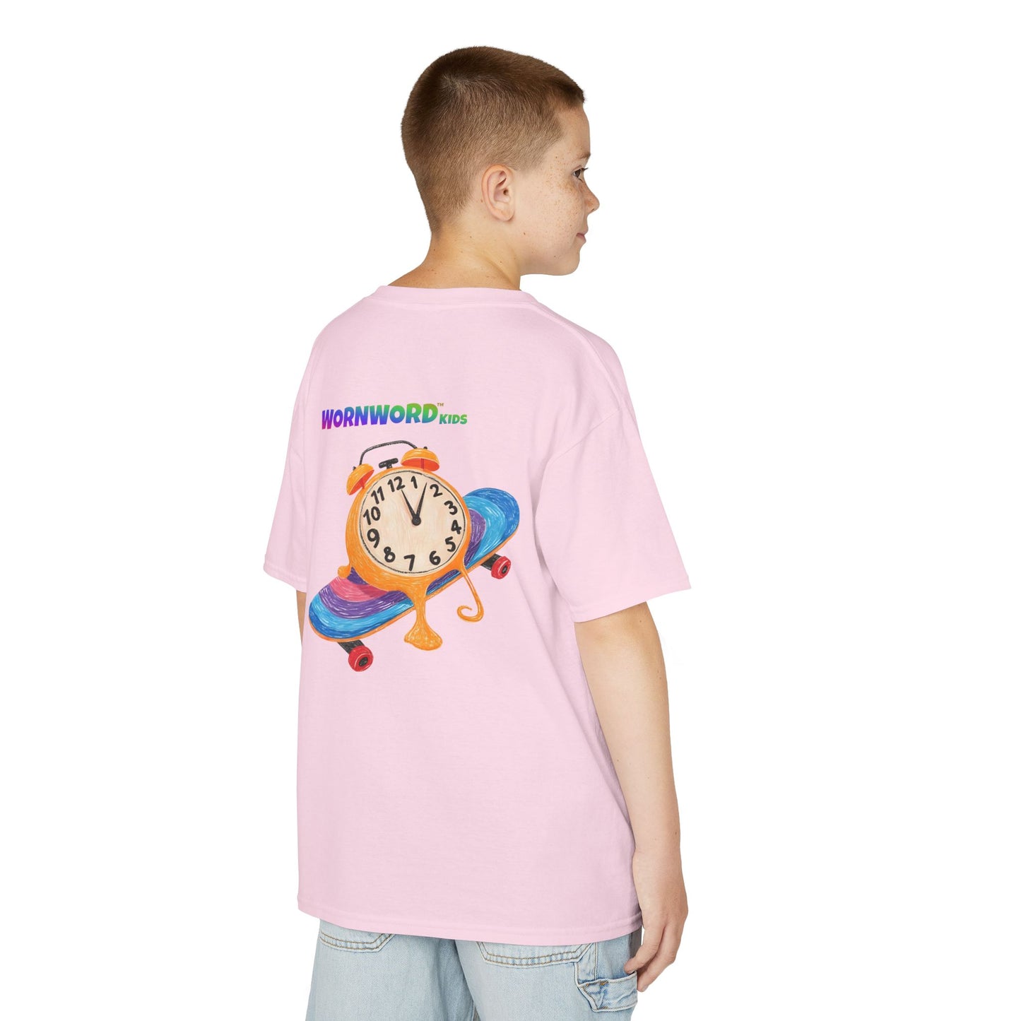 WORNWORD Kids Mid-Weight Tee - Melting Clock “Skate Through Time!”