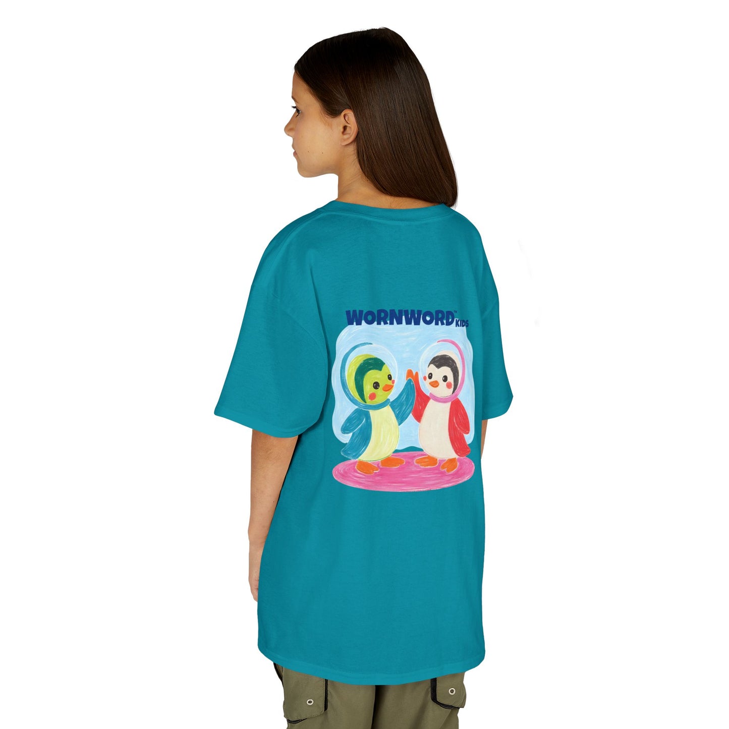 WORNWORD Kids Mid-Weight Tee - Penguin "Space Buddies Forever!"