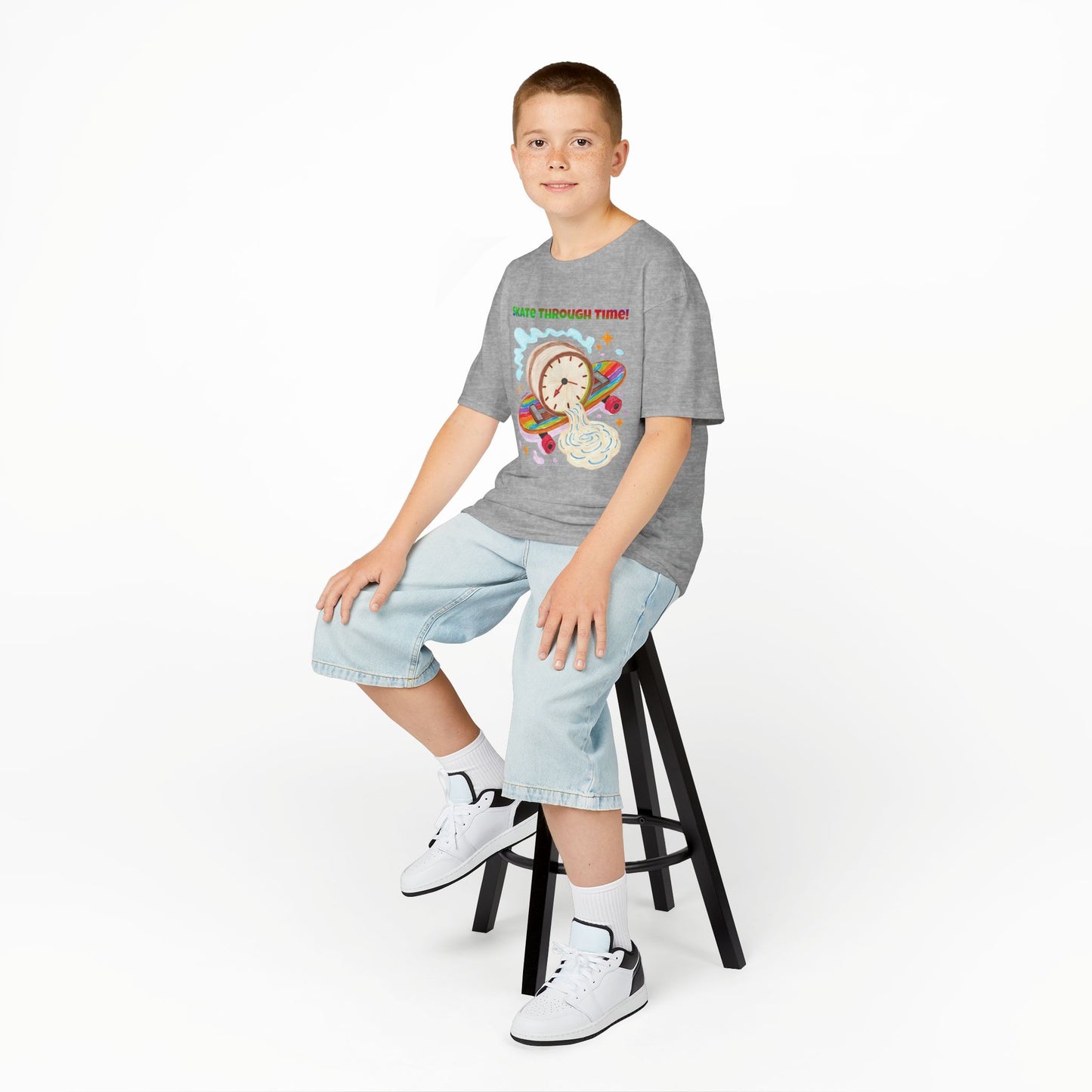 WORNWORD Kids Mid-Weight Tee - Melting Clock “Skate Through Time!”