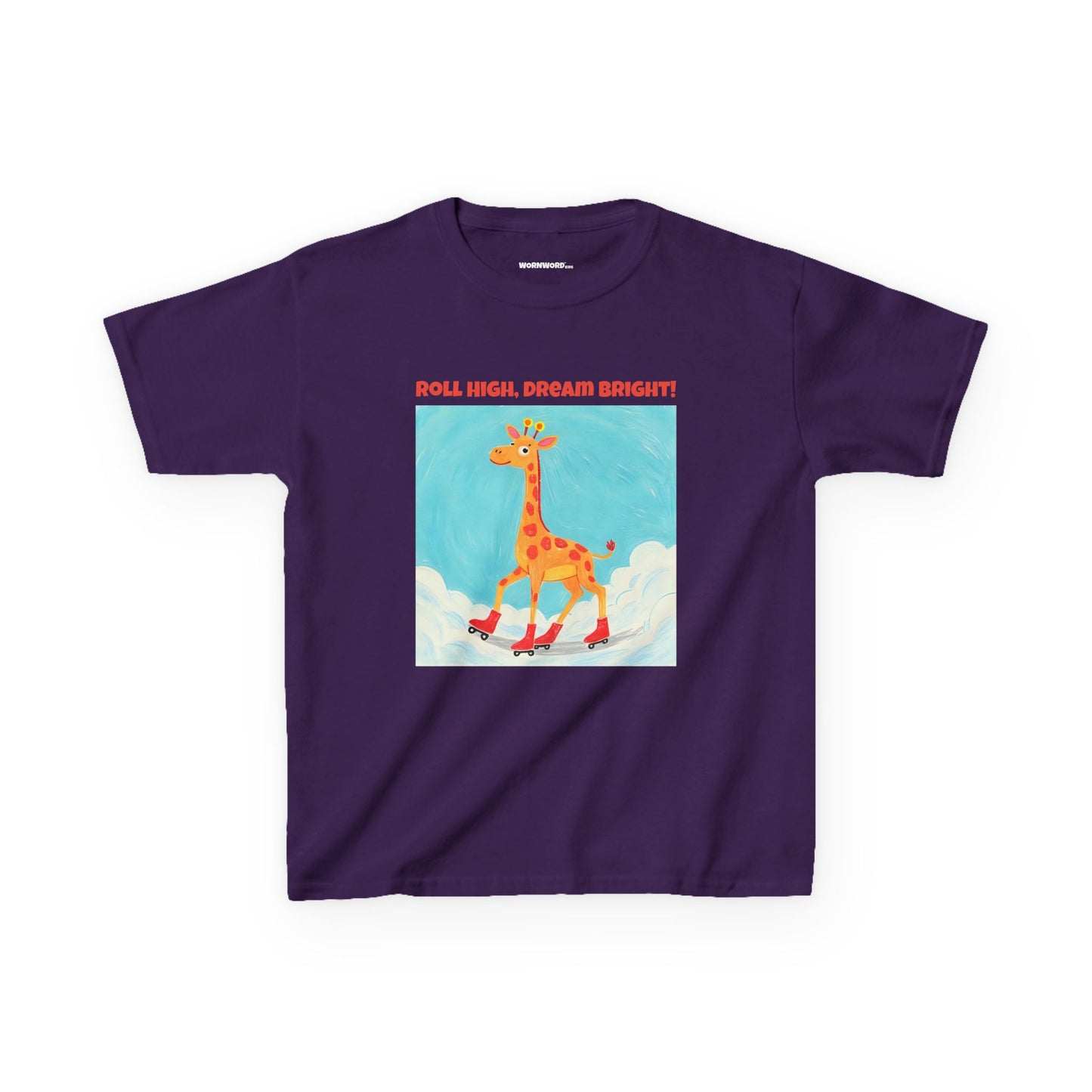 WORNWORD Kids Mid-Weight Tee - Giraffe "Roll High. Dream Bright!"