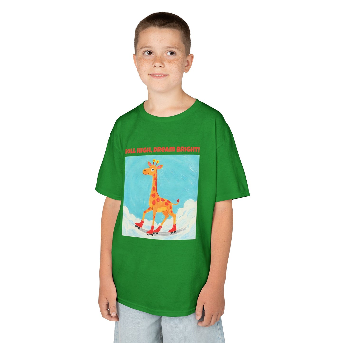 WORNWORD Kids Mid-Weight Tee - Giraffe "Roll High. Dream Bright!"