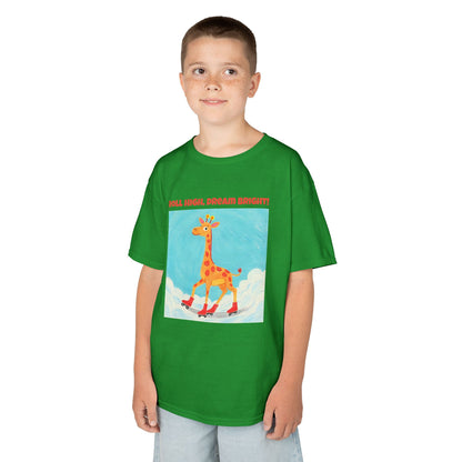 WORNWORD Kids Mid-Weight Tee - Giraffe "Roll High. Dream Bright!"