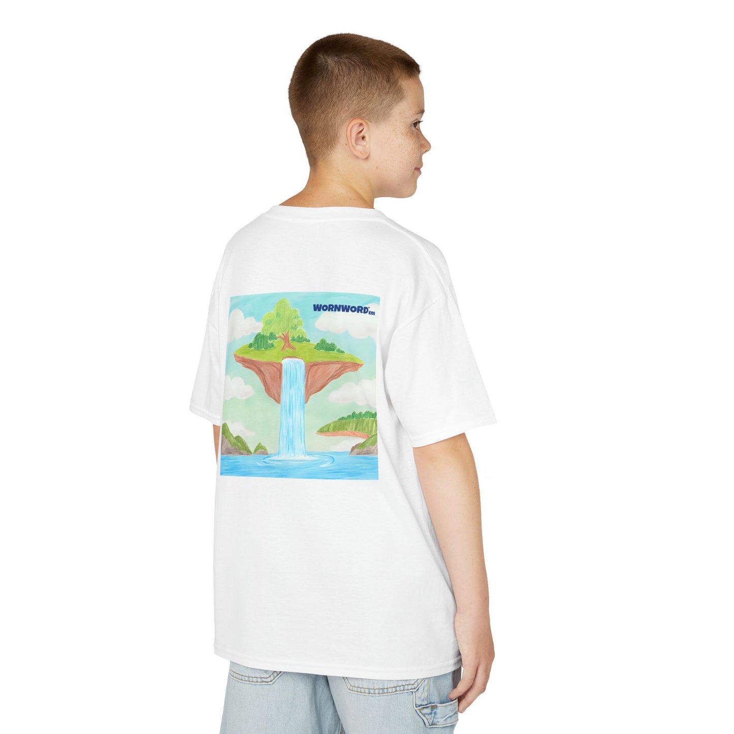 WORNWORD Kids Mid-Weight Tee - Waterfall Islands “Sky’s the Splash Limit!”
