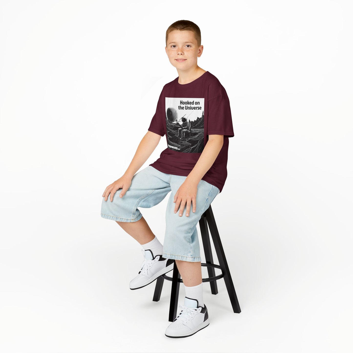 WORNWORD Kids™ Youth Mid-Weight Tee - Astronaut "Hooked on the Universe!