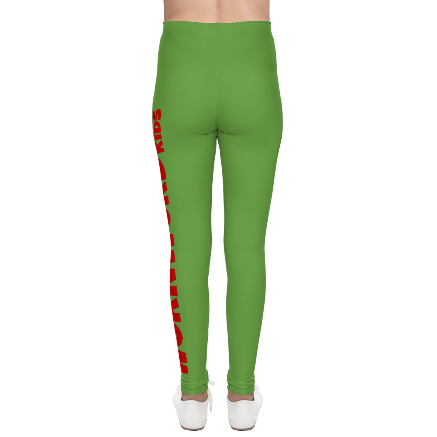 WORNWORD Kids™ ColorVibeZ™ Youth Leggings - Green with Red Script