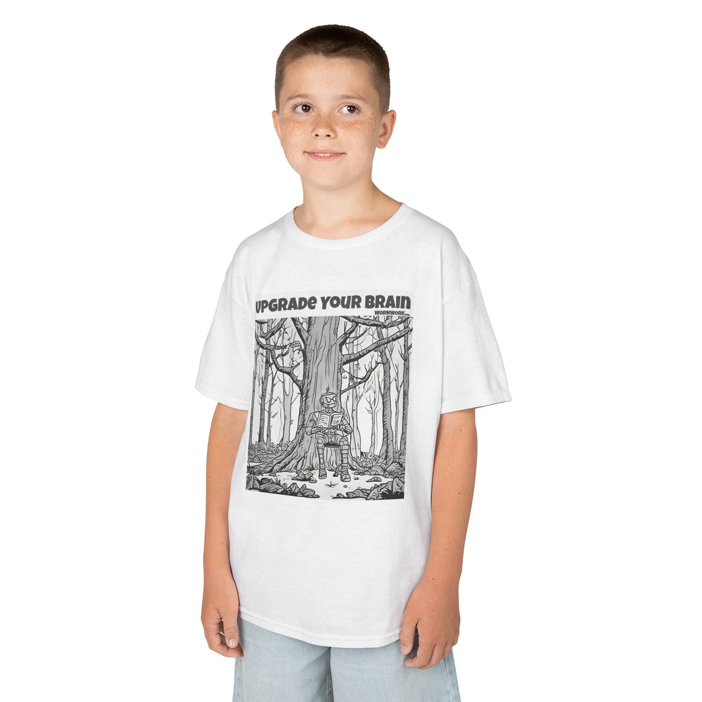 WORNWORD Kids™ Youth Mid-Weight Tee - Robot "Upgrade Your Brain"