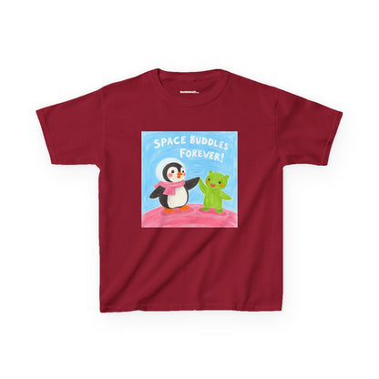 WORNWORD Kids Mid-Weight Tee - Penguin "Space Buddies Forever!"