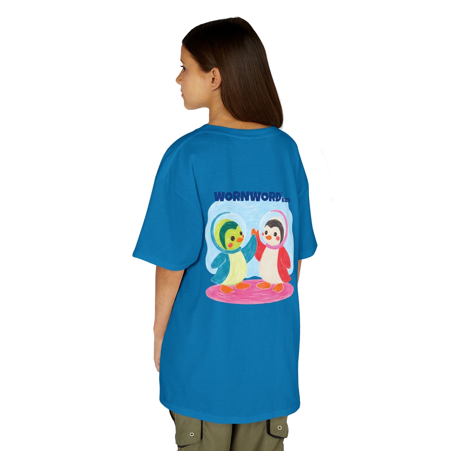 WORNWORD Kids Mid-Weight Tee - Penguin "Space Buddies Forever!"