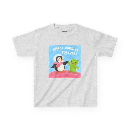WORNWORD Kids Mid-Weight Tee - Penguin "Space Buddies Forever!"
