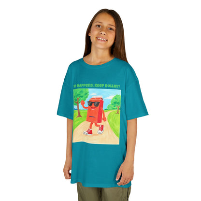 WORNWORD Kids Mid-Weight Tee - Walking Juice Box “Sip Happens. Keep Rollin’!
