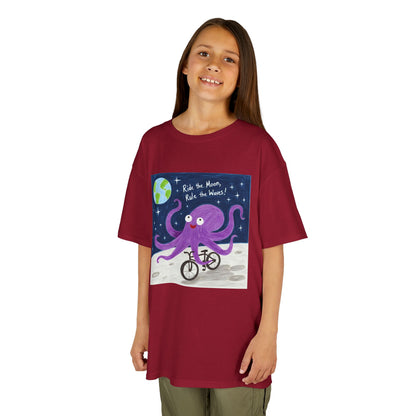 WORNWORD Kids Mid-Weight Tee - Octopus "Ride the Moon. Rule the Waves!"