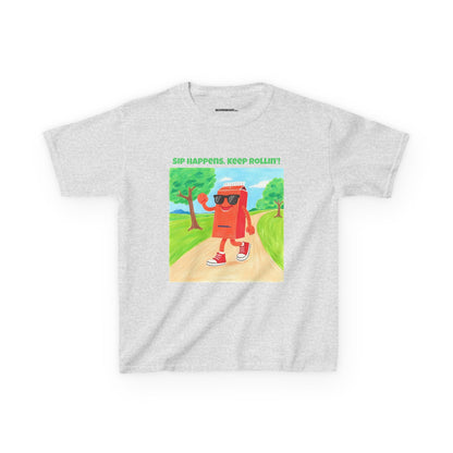 WORNWORD Kids Mid-Weight Tee - Walking Juice Box “Sip Happens. Keep Rollin’!