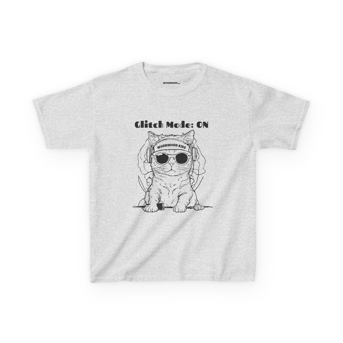 WORNWORD Kids™ Youth Mid-Weight Tee - Cyber Cat "Glitch Mode: On"
