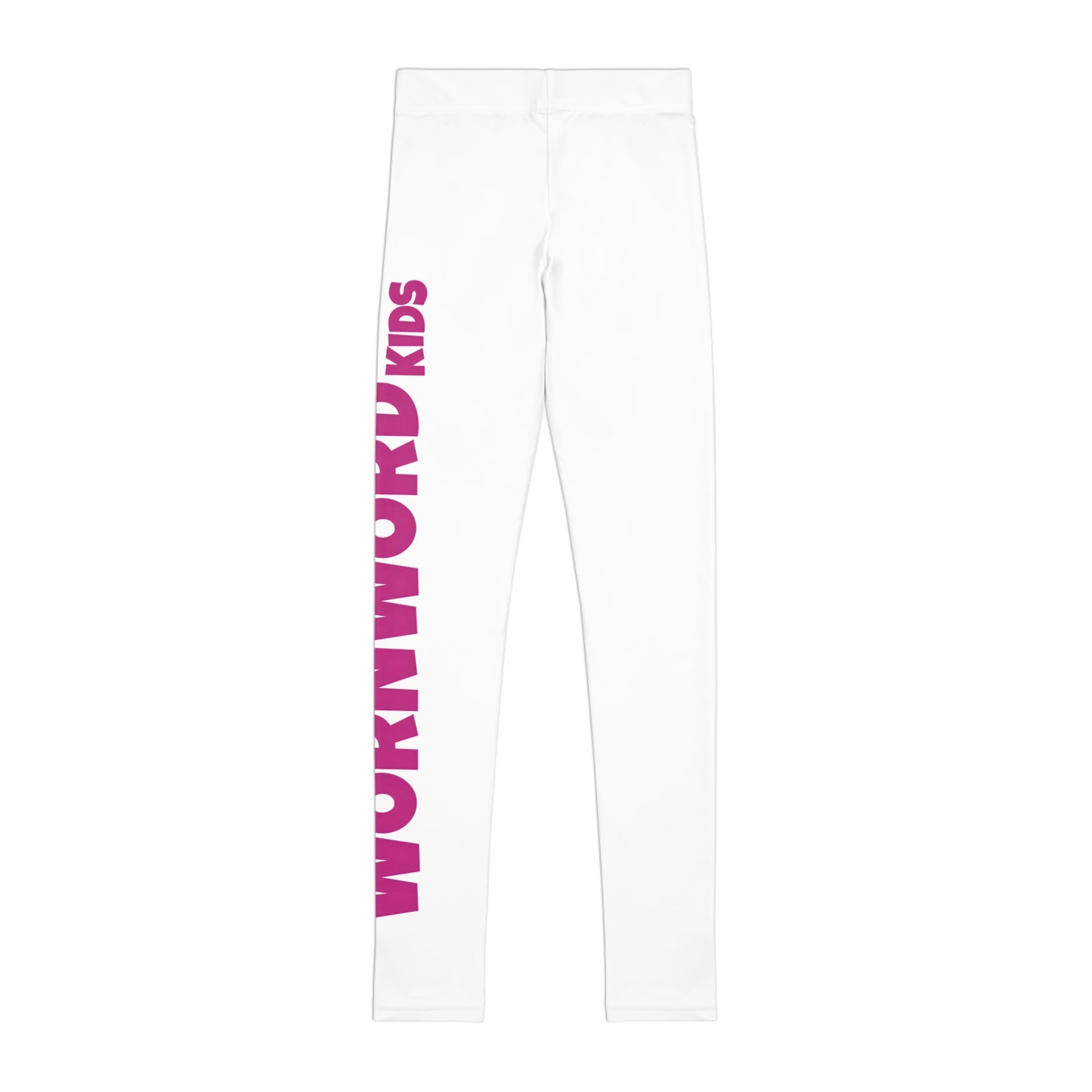 WORNWORD Kids™ ColorVibeZ™ Youth Leggings - White with Purple Script