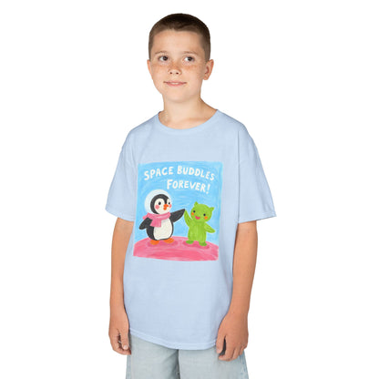 WORNWORD Kids Mid-Weight Tee - Penguin "Space Buddies Forever!"