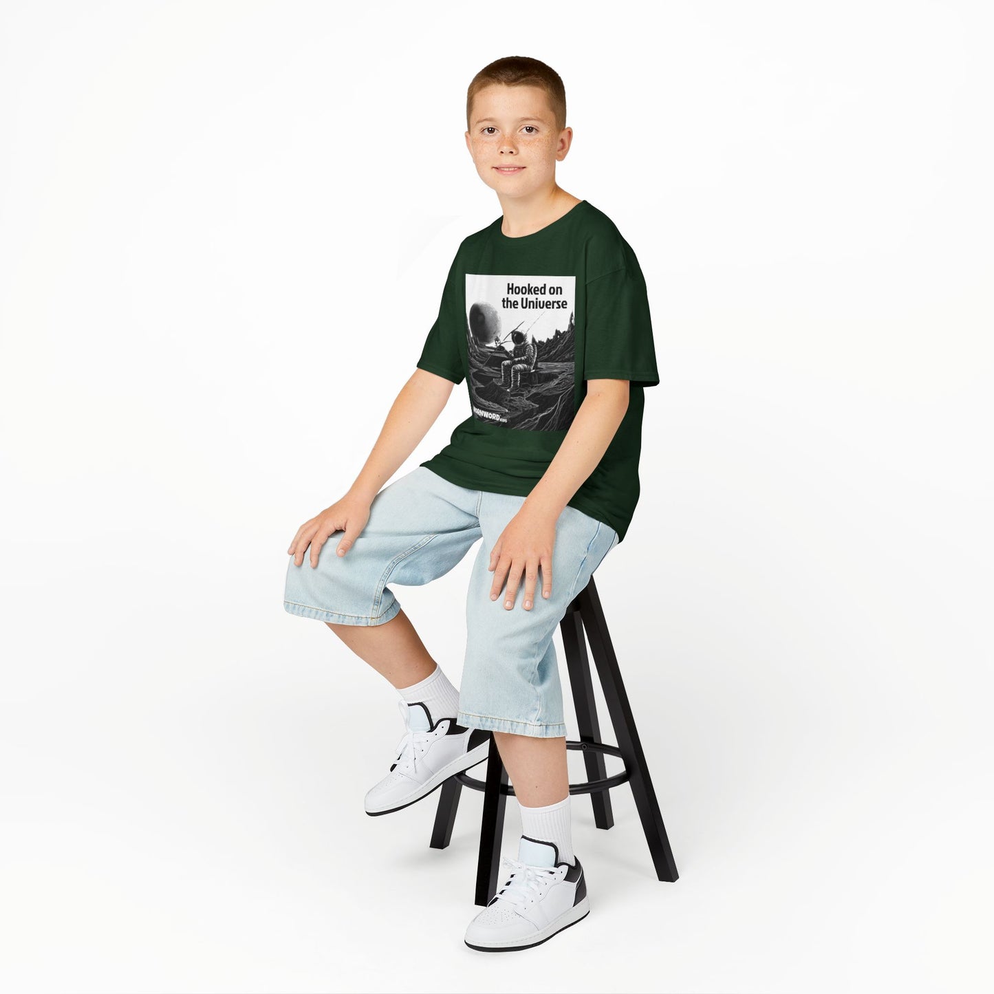 WORNWORD Kids™ Youth Mid-Weight Tee - Astronaut "Hooked on the Universe!