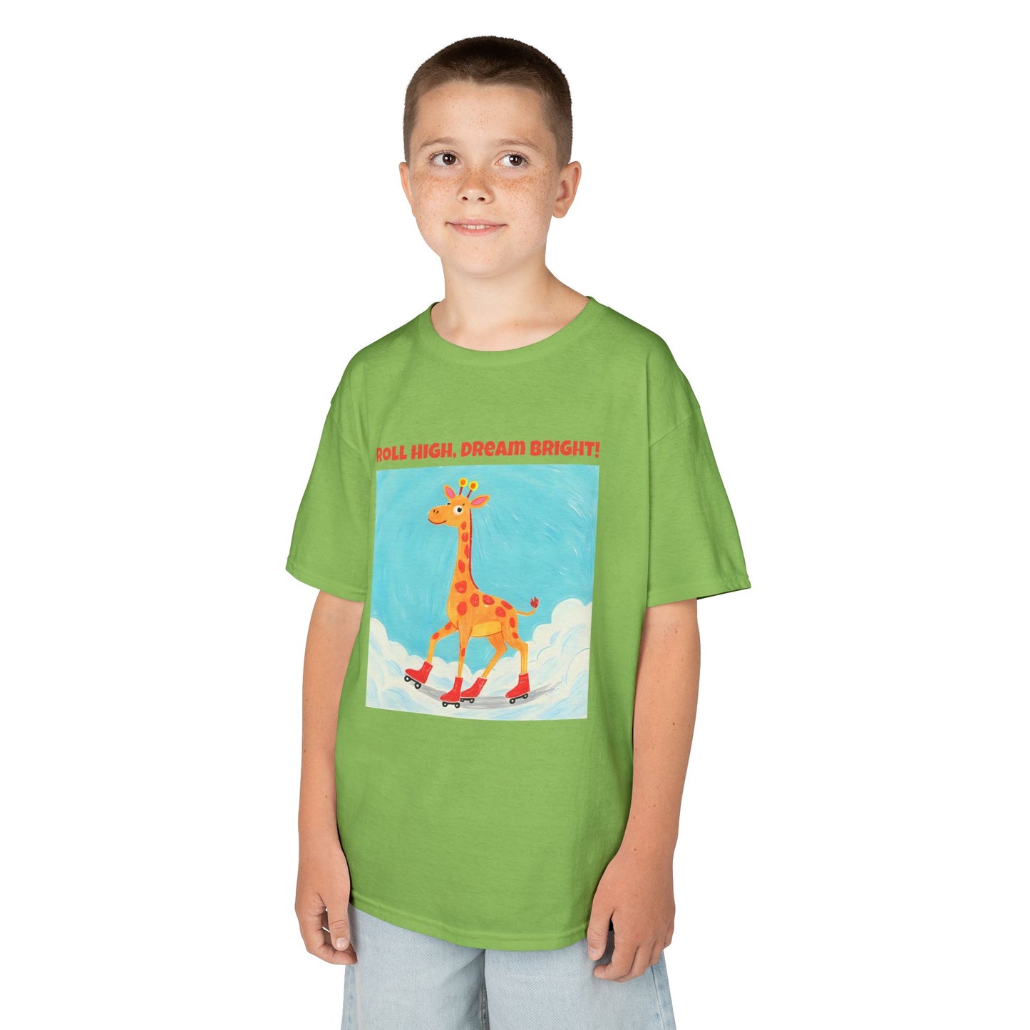 WORNWORD Kids Mid-Weight Tee - Giraffe "Roll High. Dream Bright!"