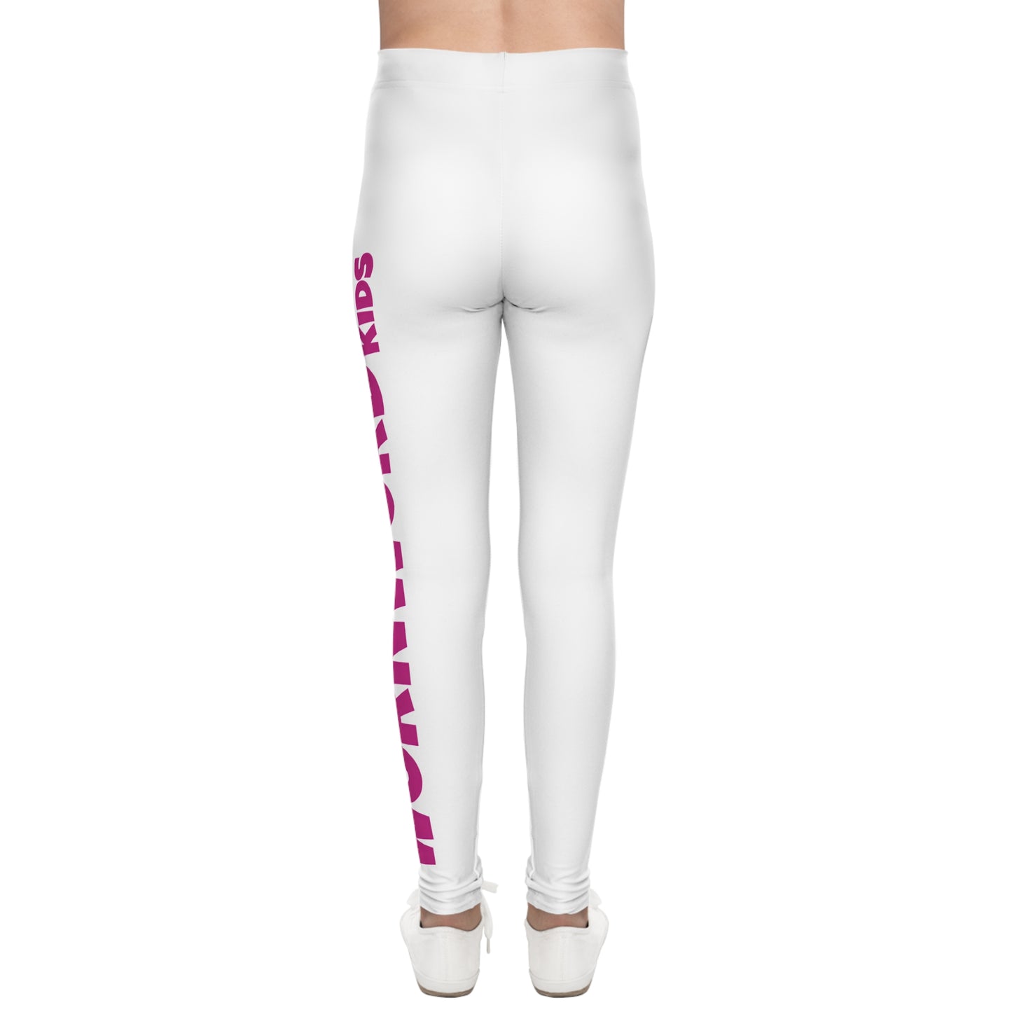 WORNWORD Kids™ ColorVibeZ™ Youth Leggings - White with Purple Script
