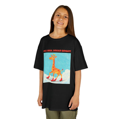 WORNWORD Kids Mid-Weight Tee - Giraffe "Roll High. Dream Bright!"