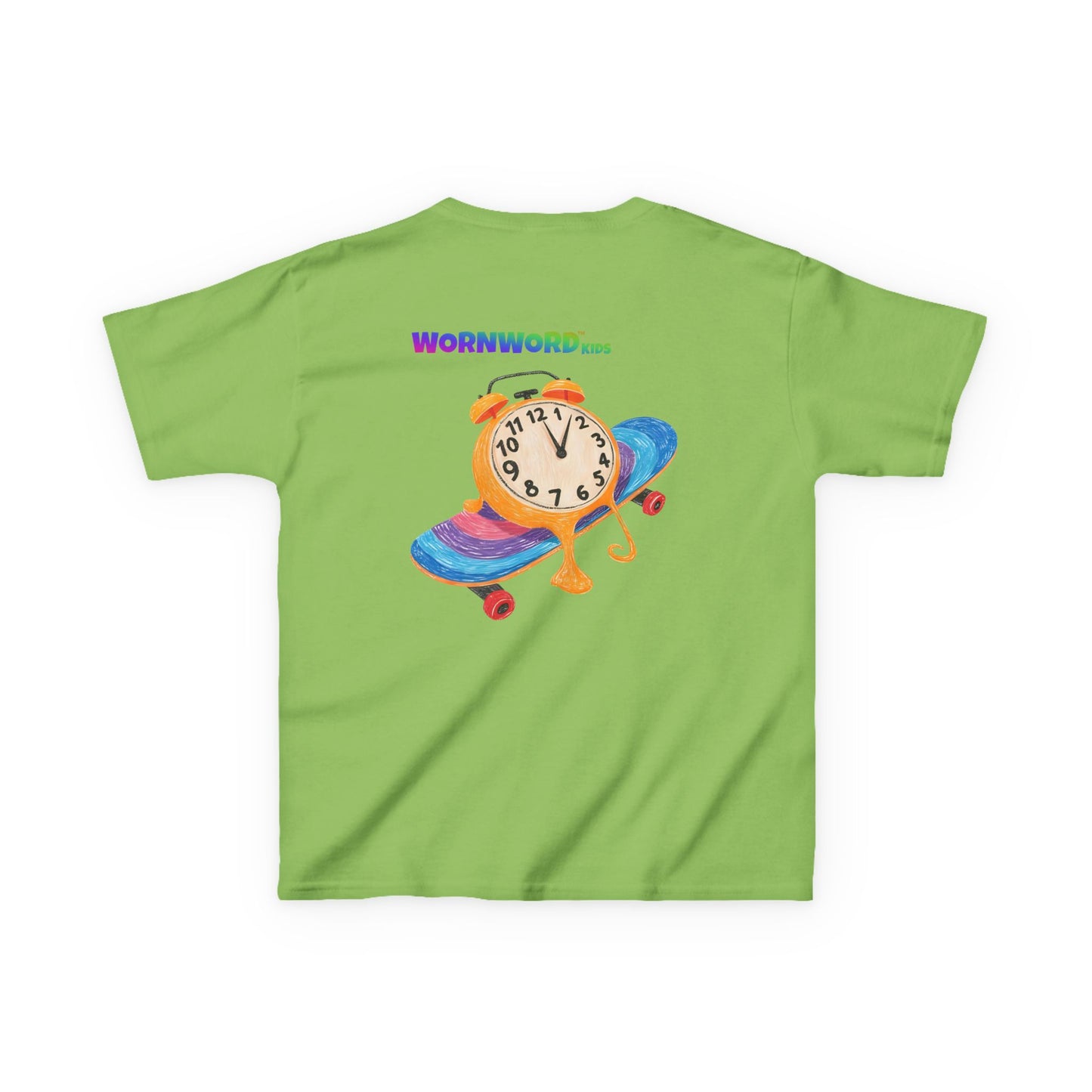 WORNWORD Kids Mid-Weight Tee - Melting Clock “Skate Through Time!”