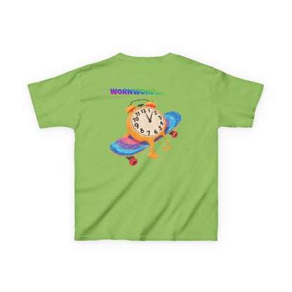WORNWORD Kids Mid-Weight Tee - Melting Clock “Skate Through Time!”