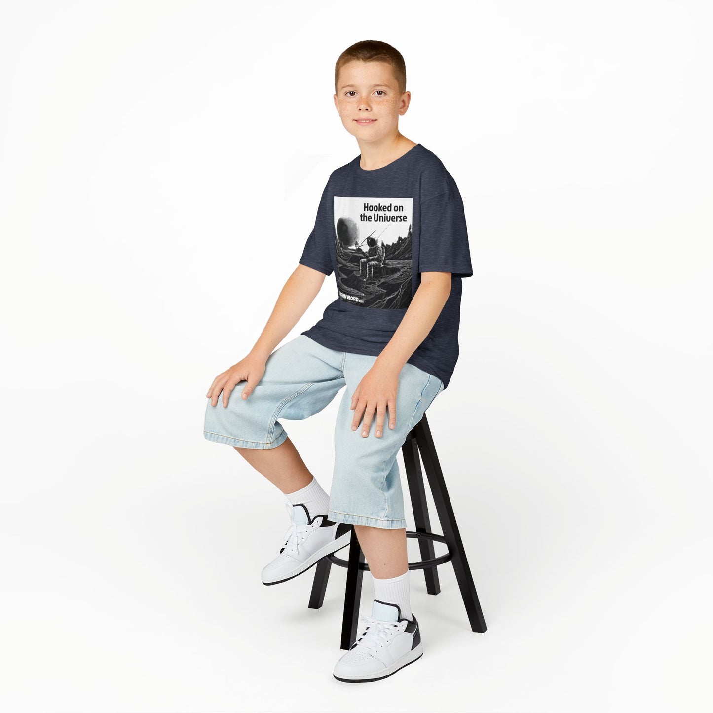 WORNWORD Kids™ Youth Mid-Weight Tee - Astronaut "Hooked on the Universe!