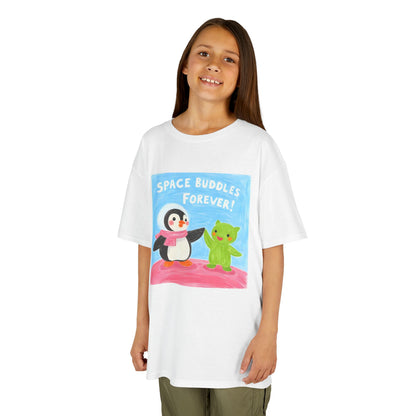 WORNWORD Kids Mid-Weight Tee - Penguin "Space Buddies Forever!"