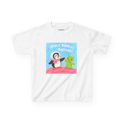 WORNWORD Kids Mid-Weight Tee - Penguin "Space Buddies Forever!"