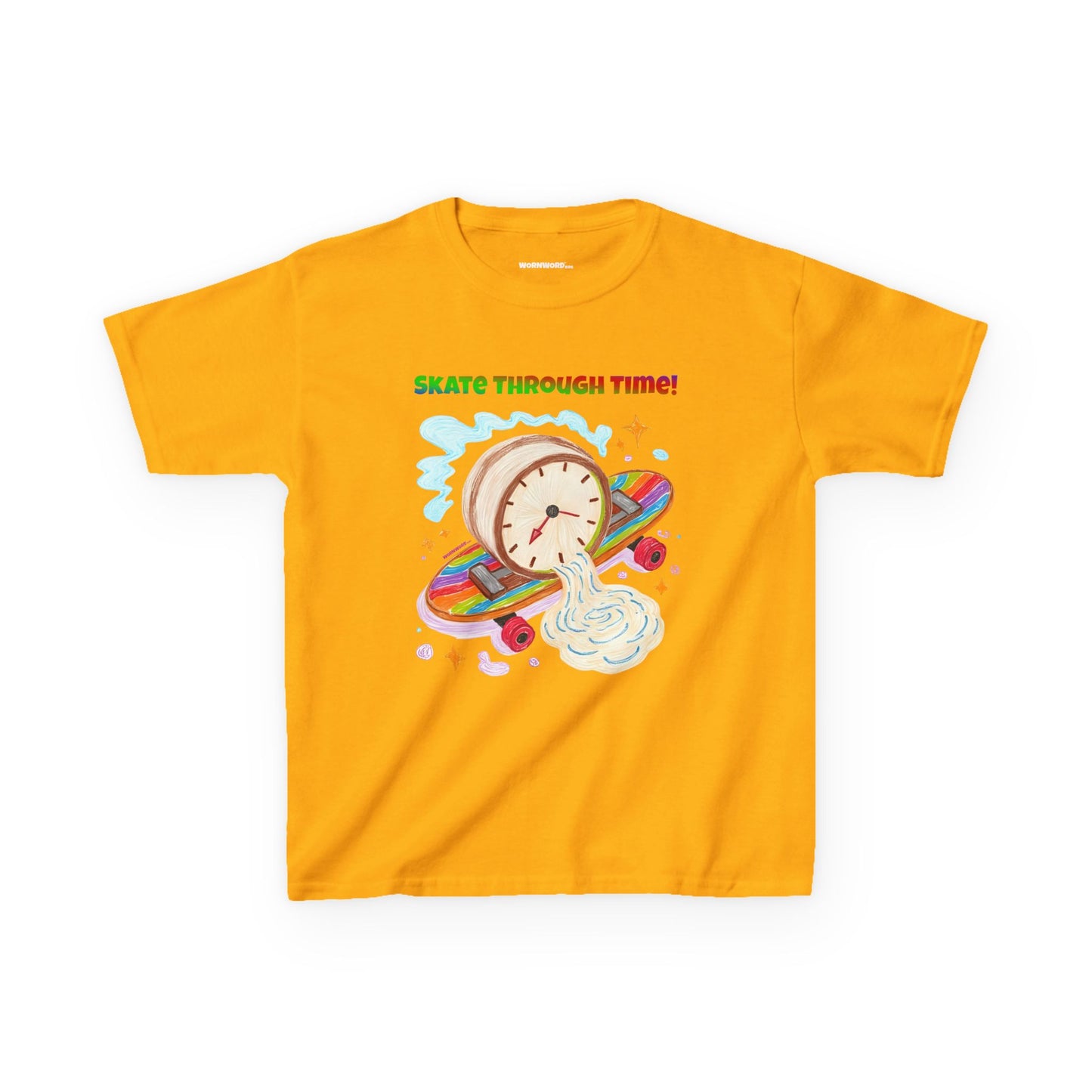 WORNWORD Kids Mid-Weight Tee - Melting Clock “Skate Through Time!”