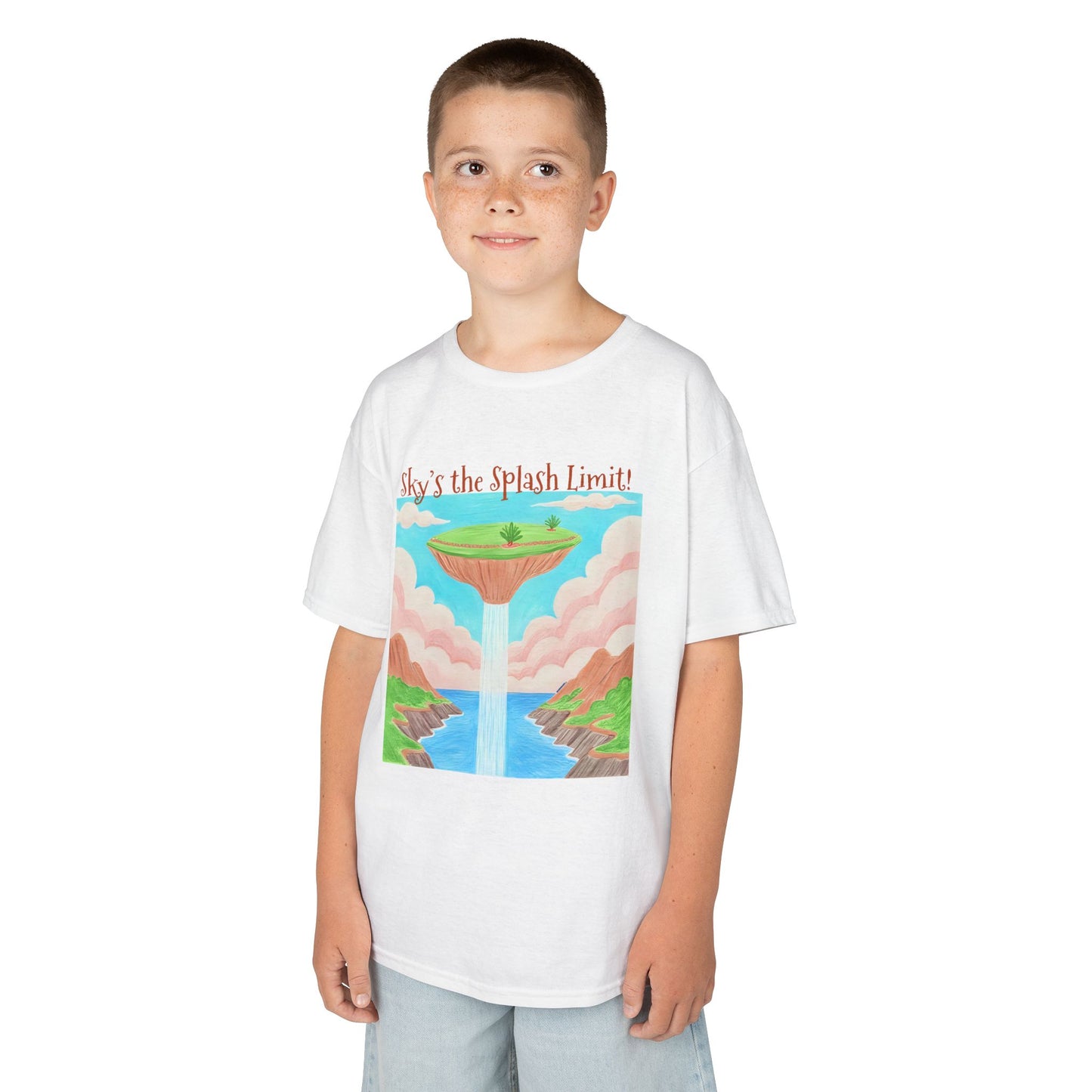 WORNWORD Kids Mid-Weight Tee - Waterfall Islands “Sky’s the Splash Limit!”