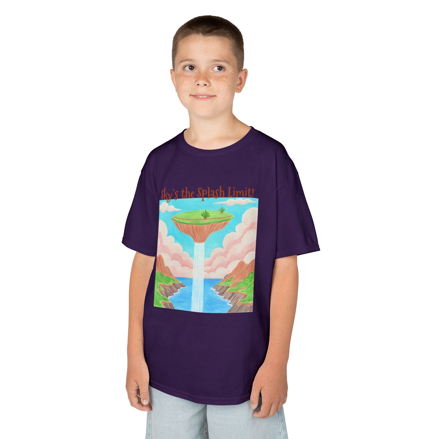WORNWORD Kids Mid-Weight Tee - Waterfall Islands “Sky’s the Splash Limit!”