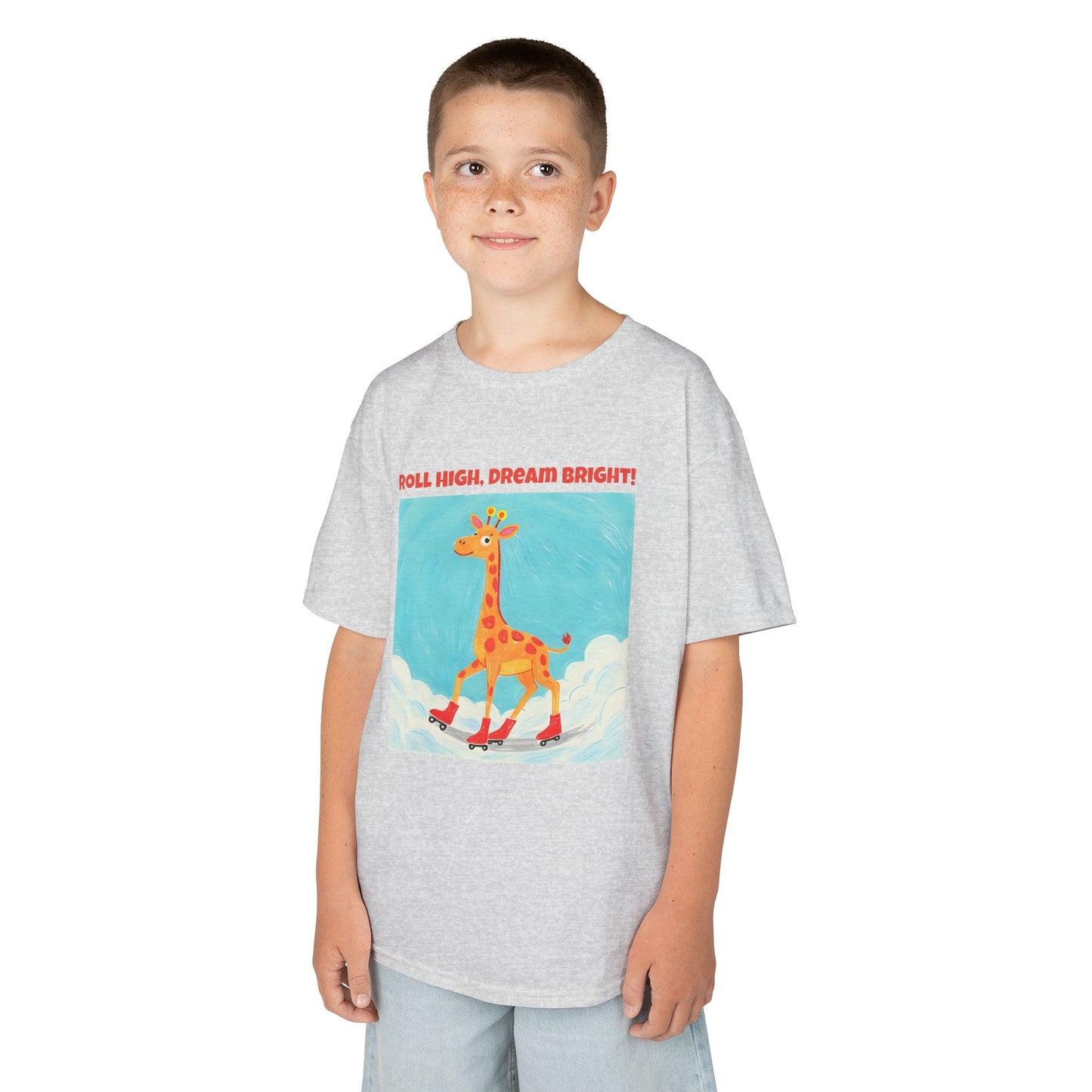 WORNWORD Kids Mid-Weight Tee - Giraffe "Roll High. Dream Bright!"
