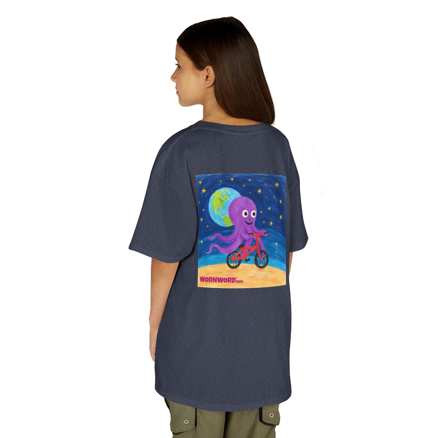 WORNWORD Kids Mid-Weight Tee - Octopus "Ride the Moon. Rule the Waves!"