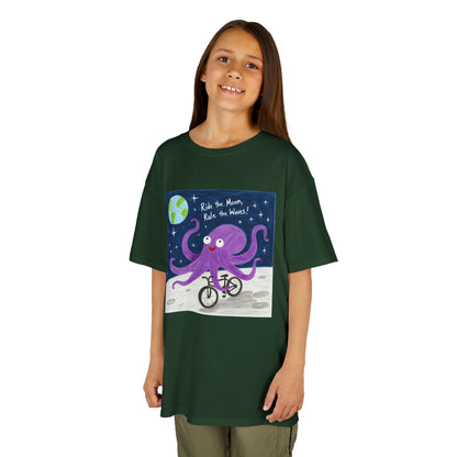 WORNWORD Kids Mid-Weight Tee - Octopus "Ride the Moon. Rule the Waves!"