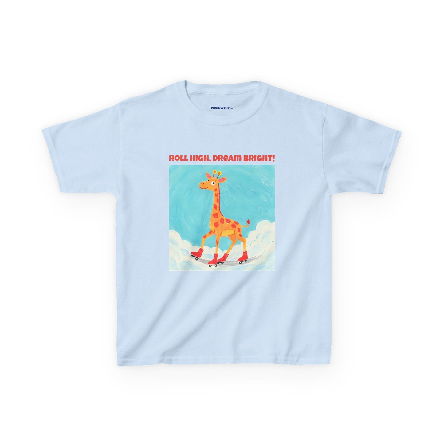 WORNWORD Kids Mid-Weight Tee - Giraffe "Roll High. Dream Bright!"