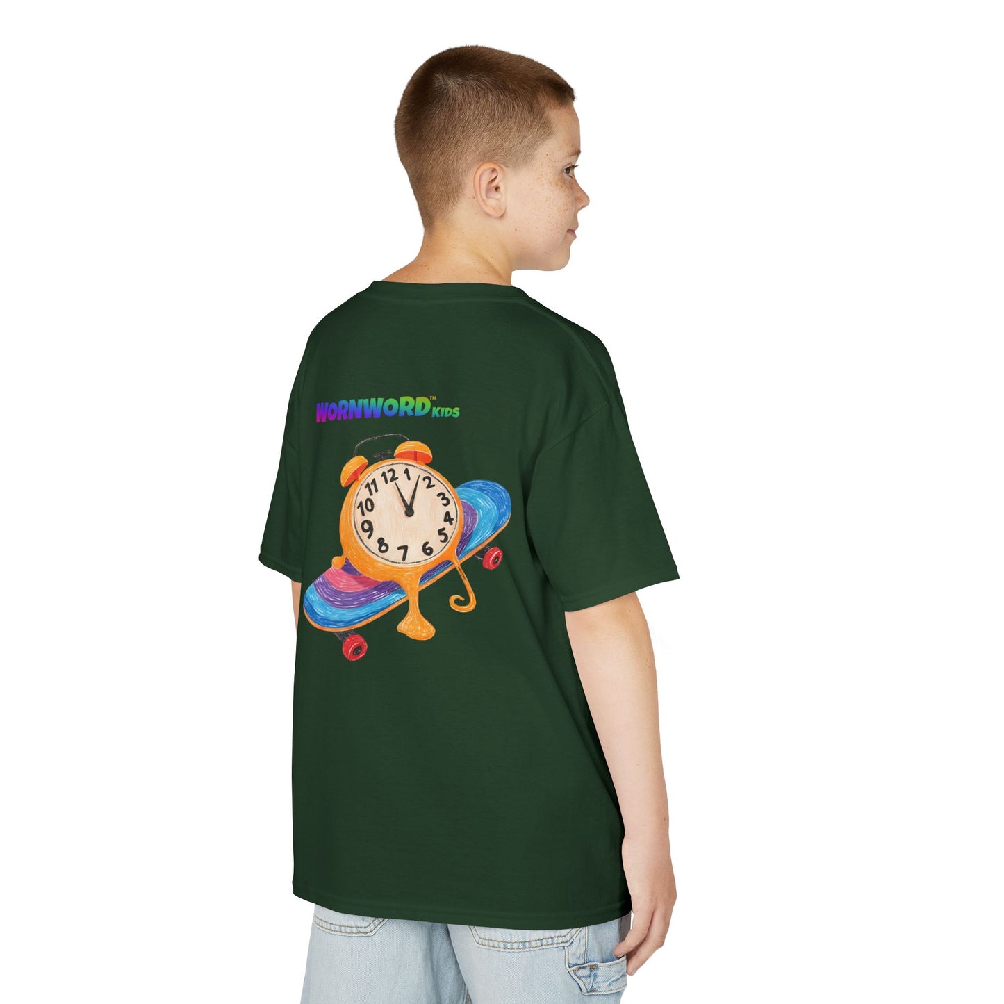WORNWORD Kids Mid-Weight Tee - Melting Clock “Skate Through Time!”