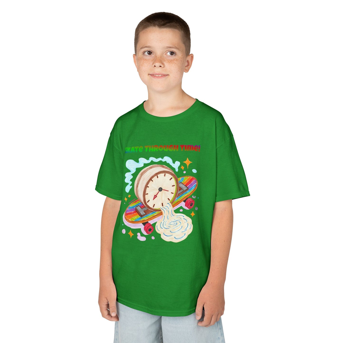 WORNWORD Kids Mid-Weight Tee - Melting Clock “Skate Through Time!”