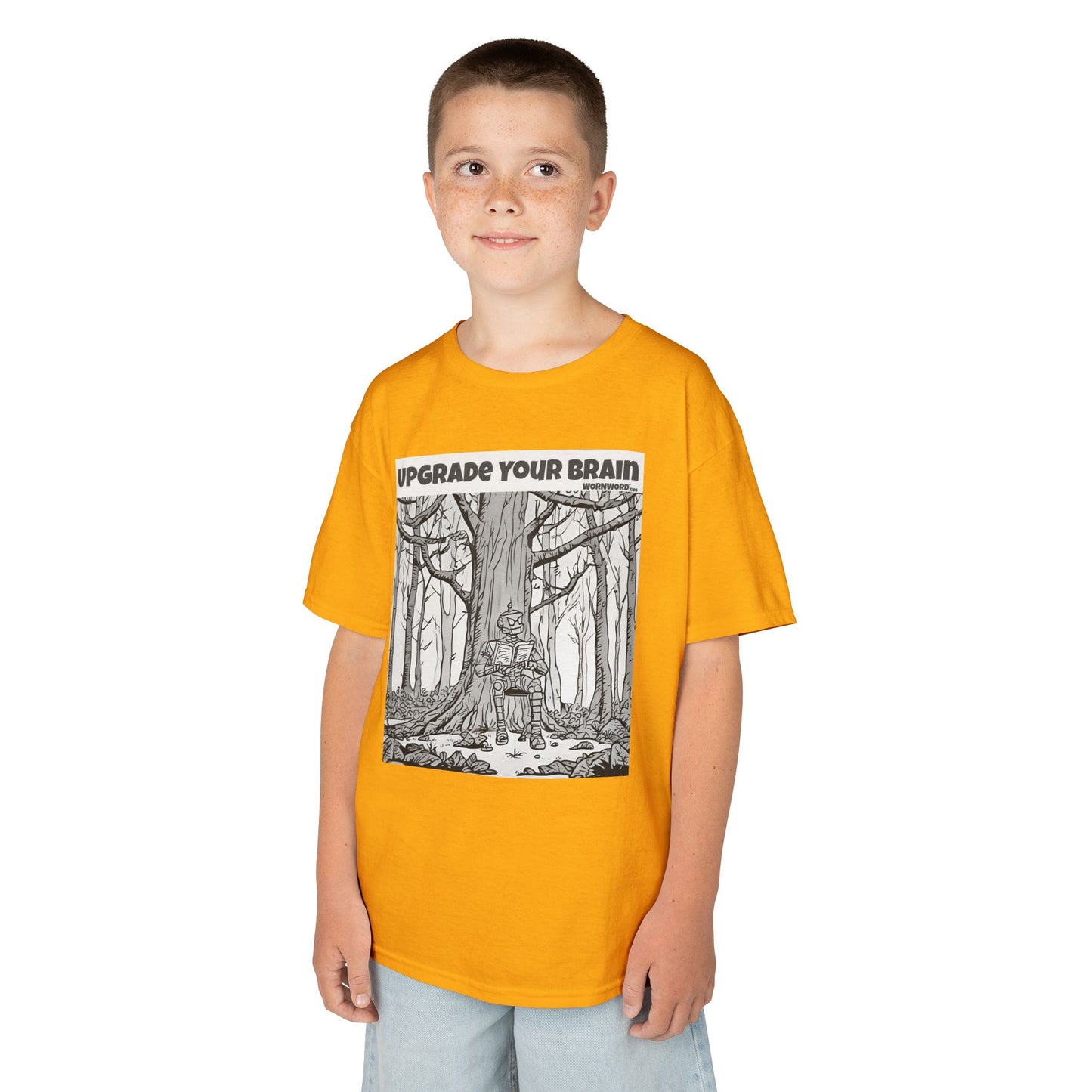 WORNWORD Kids™ Youth Mid-Weight Tee - Robot "Upgrade Your Brain"