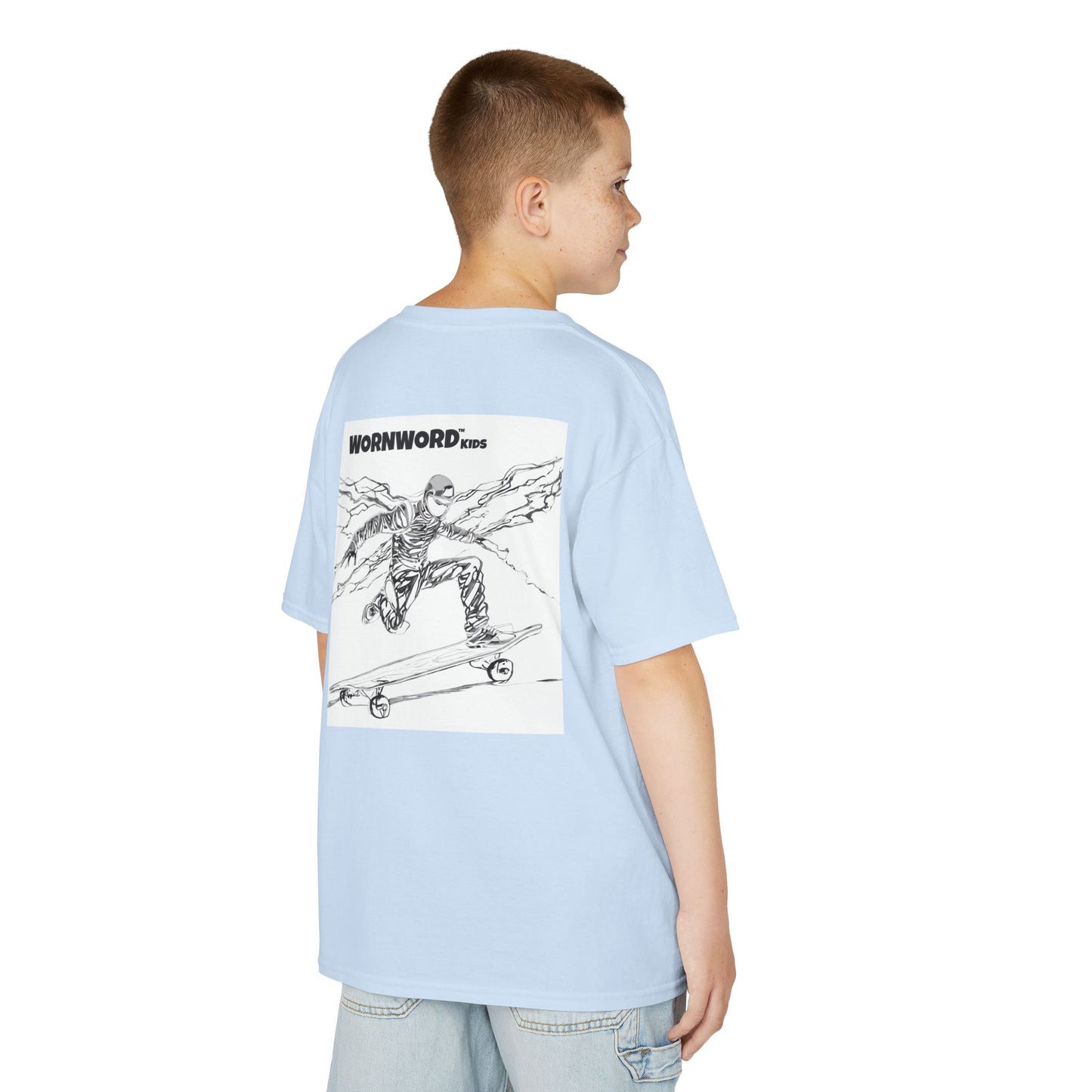 WORNWORD Kids™ Youth Mid-Weight Tee - Lightning Bolt "Charged Up and Rolling!"