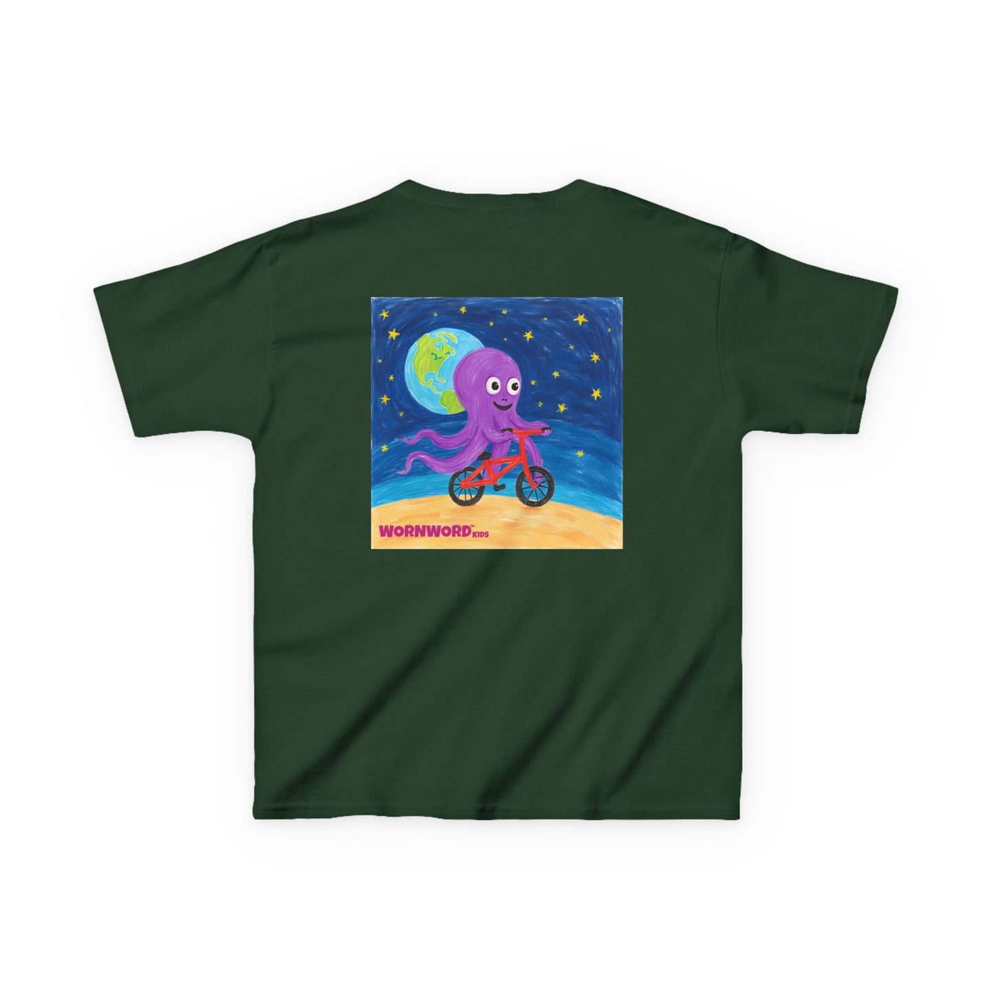 WORNWORD Kids Mid-Weight Tee - Octopus "Ride the Moon. Rule the Waves!"