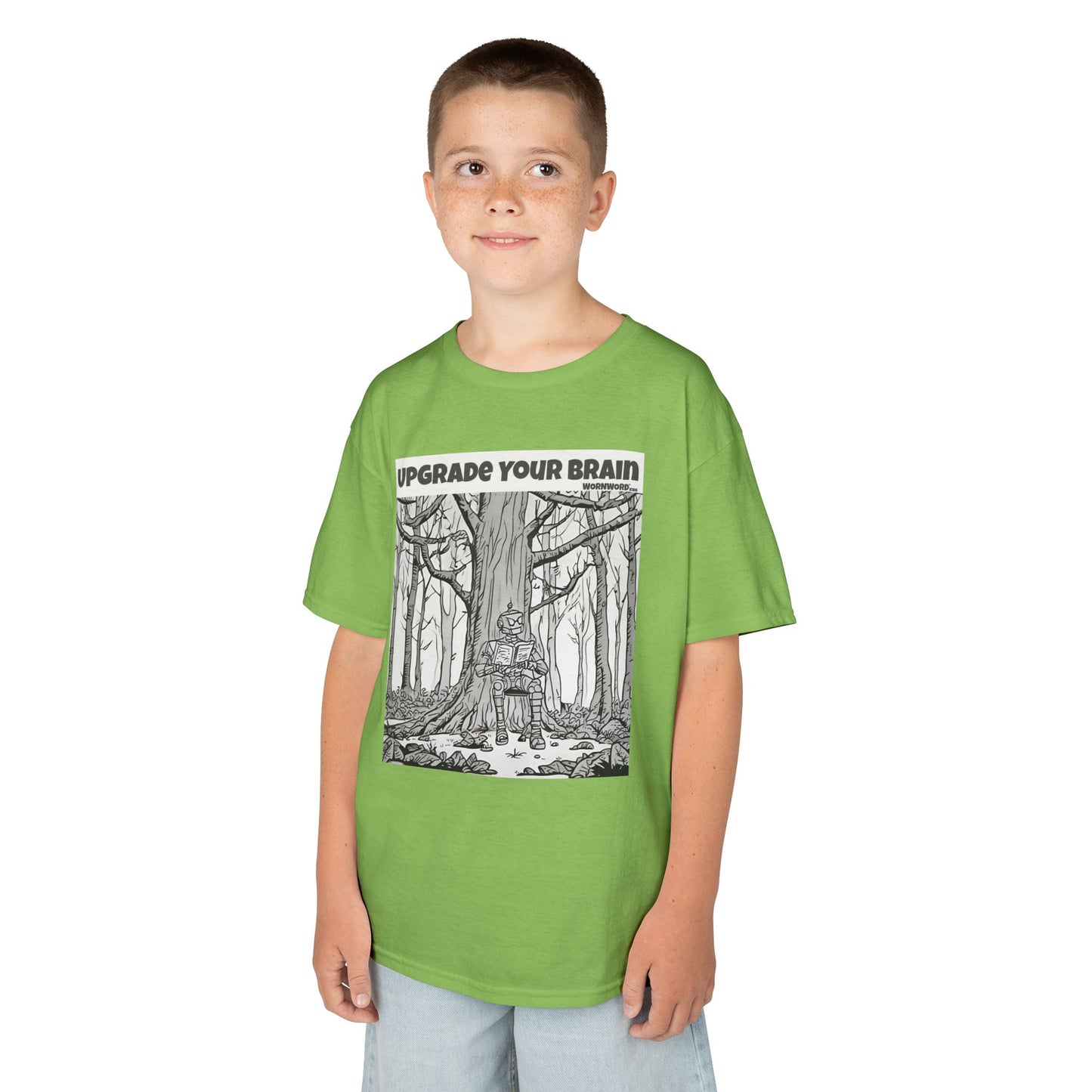 WORNWORD Kids™ Youth Mid-Weight Tee - Robot "Upgrade Your Brain"