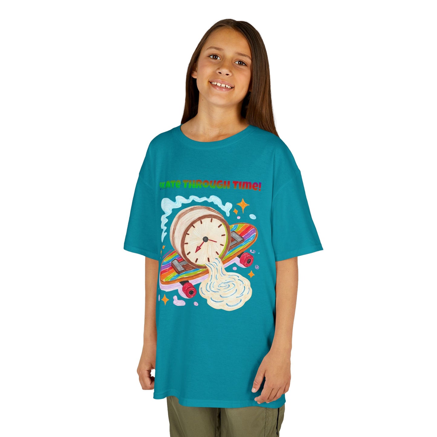 WORNWORD Kids Mid-Weight Tee - Melting Clock “Skate Through Time!”