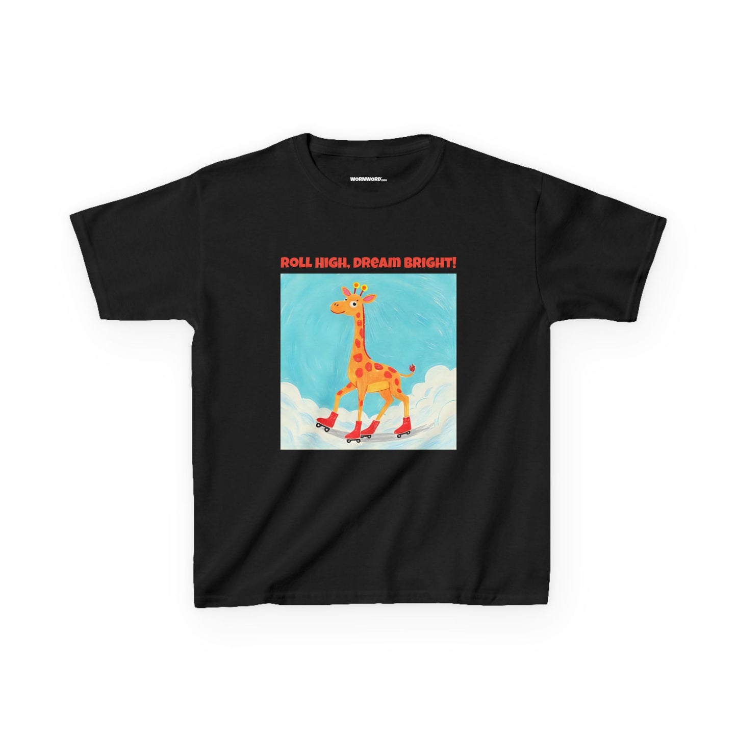 WORNWORD Kids Mid-Weight Tee - Giraffe "Roll High. Dream Bright!"