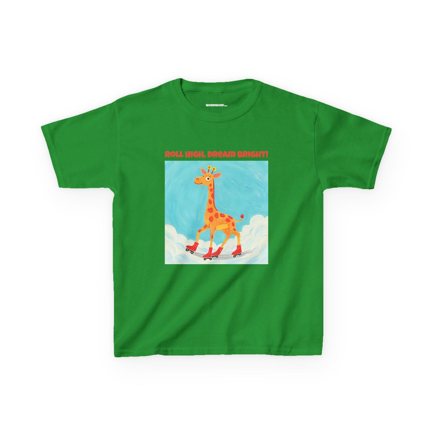 WORNWORD Kids Mid-Weight Tee - Giraffe "Roll High. Dream Bright!"