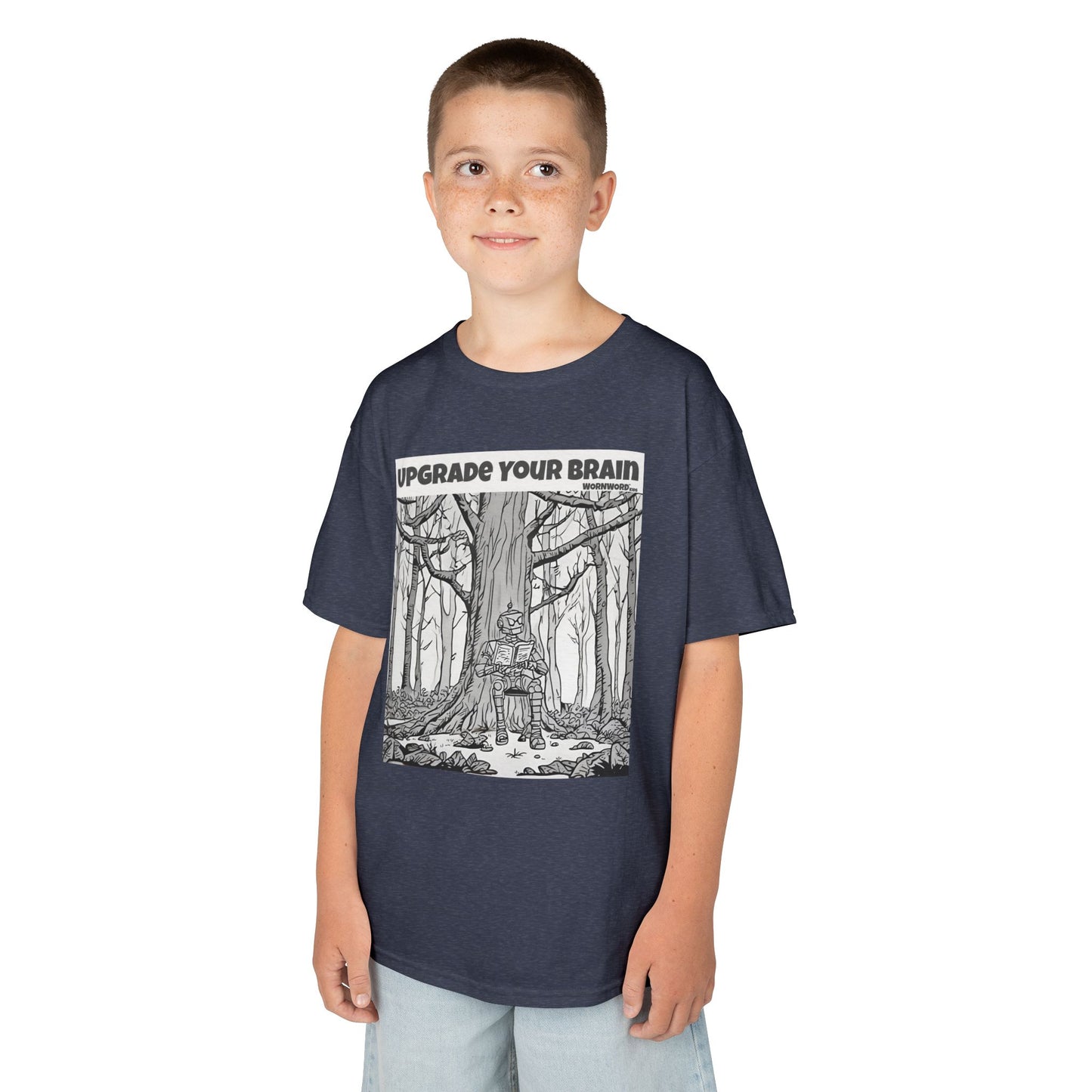 WORNWORD Kids™ Youth Mid-Weight Tee - Robot "Upgrade Your Brain"