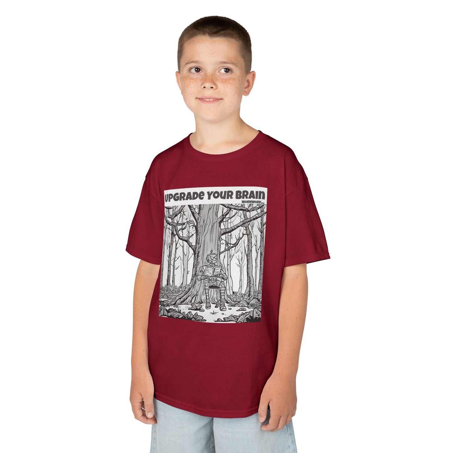 WORNWORD Kids™ Youth Mid-Weight Tee - Robot "Upgrade Your Brain"