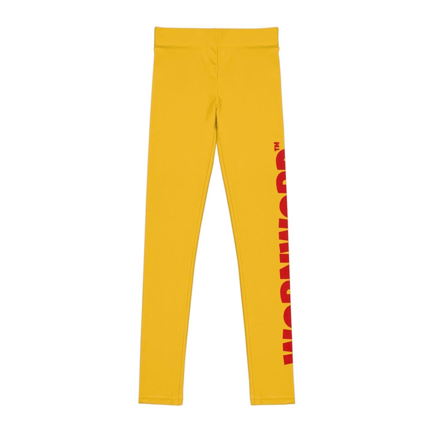 WORNWORD Kids™ ColorVibeZ™ Youth Leggings - Yellow with Red Script
