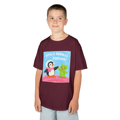 WORNWORD Kids Mid-Weight Tee - Penguin "Space Buddies Forever!"