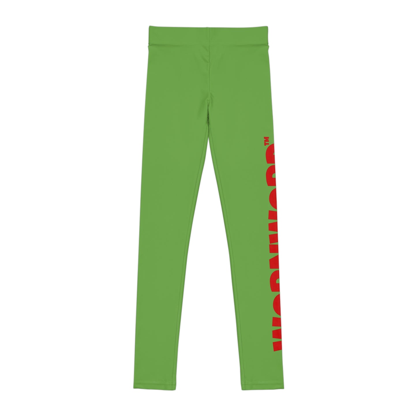 WORNWORD Kids™ ColorVibeZ™ Youth Leggings - Green with Red Script